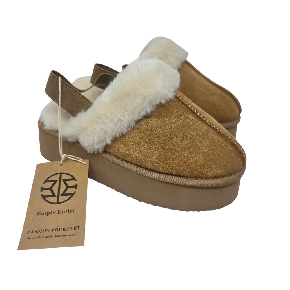 Platform Slippers Women 8 Chestnut Slingback Cozy Boho CH8 NWT